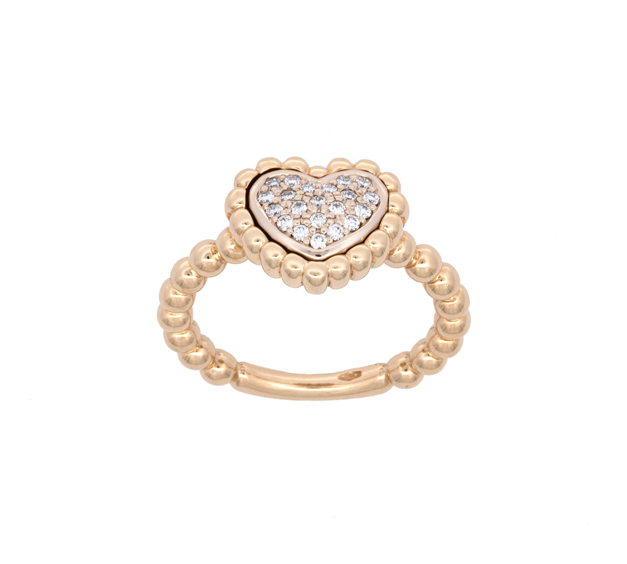 18K Yellow Gold Diamond Pave Heart Ring