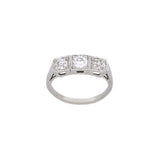 Platinum Art Deco 3 Old European Cut Diamond Ring