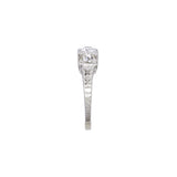 Platinum Art Deco 3 Old European Cut Diamond Ring