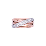 14K Rose Gold Diamond Cross Over Ring