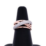 14K Rose Gold Diamond Cross Over Ring