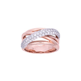 14K Rose Gold Diamond Cross Over Ring