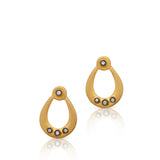 Diamond Drop Earrings, Sterling Silver And 24K Yellow Gold