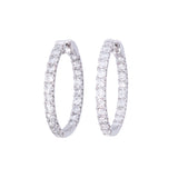 14K White Gold 4.00ctw Diamond Hoop Earrings, 29mm