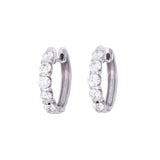 14K White Gold Bar Set 2.00ctw Diamond Hoop Earrings, 20mm