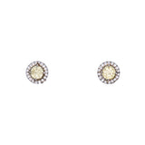 14K White Gold Yellow Diamond Halo Stud Earrings