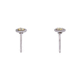 14K White Gold Yellow Diamond Halo Stud Earrings