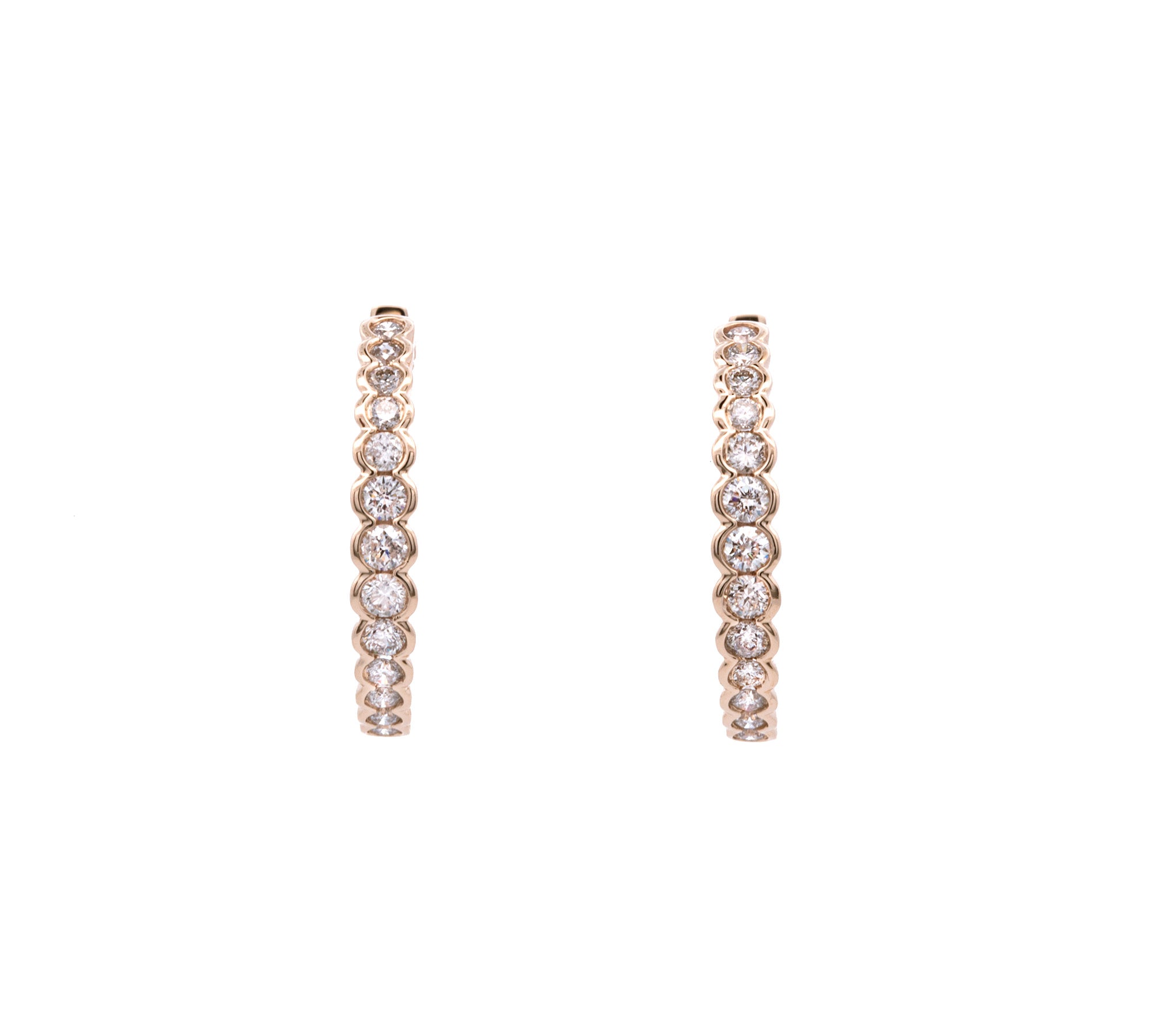 14K Yellow Gold 1.00ctw Diamond Hoop Earrings