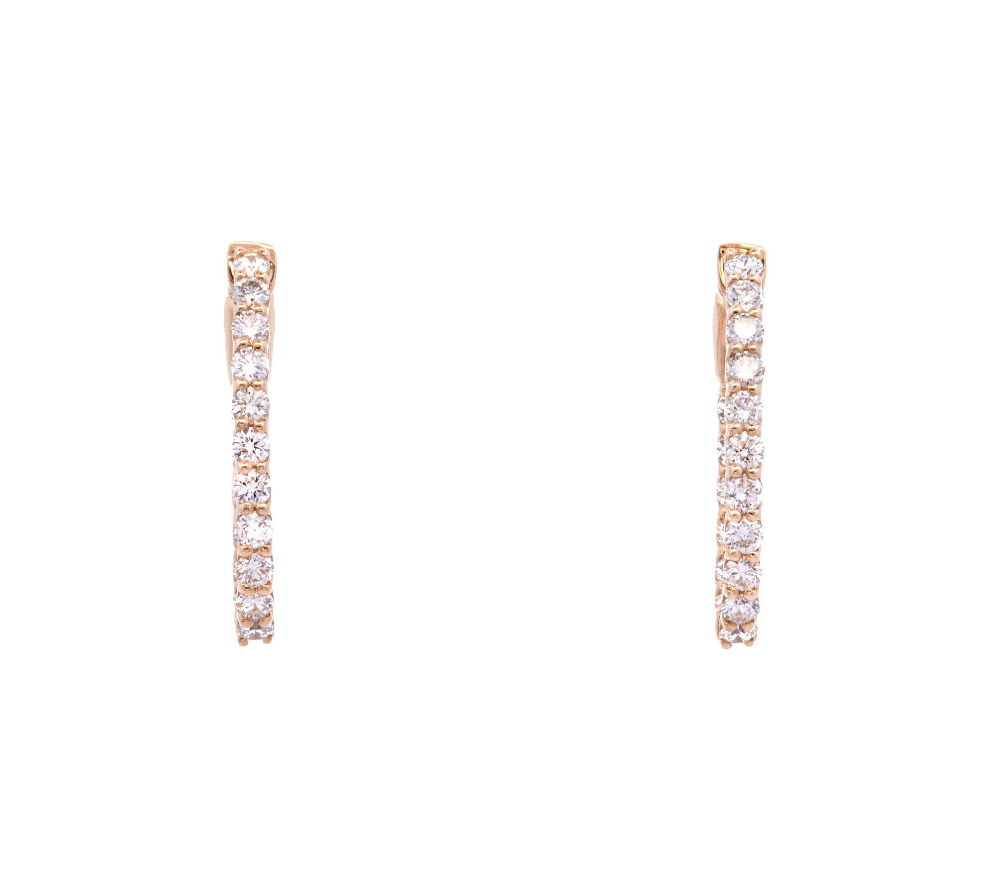 14K Yellow Gold Oval 2.00ctw Diamond Hoop Earrings