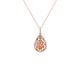 14K Yellow Gold Citrine and Diamond Halo Pendant with Chain
