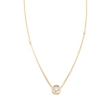14K Yellow Gold Bezel Set Diamond Station Necklace, 18 Inches