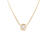 14K Yellow Gold Bezel Set Diamond Station Necklace, 18 Inches