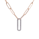 14K Yellow Gold Paperclip Link Necklace with Diamonds