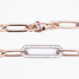 14K Yellow Gold Paperclip Link Necklace with Diamonds
