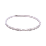 14K White Gold Three Row 3.00ctw Pave Diamond Bangle Bracelet