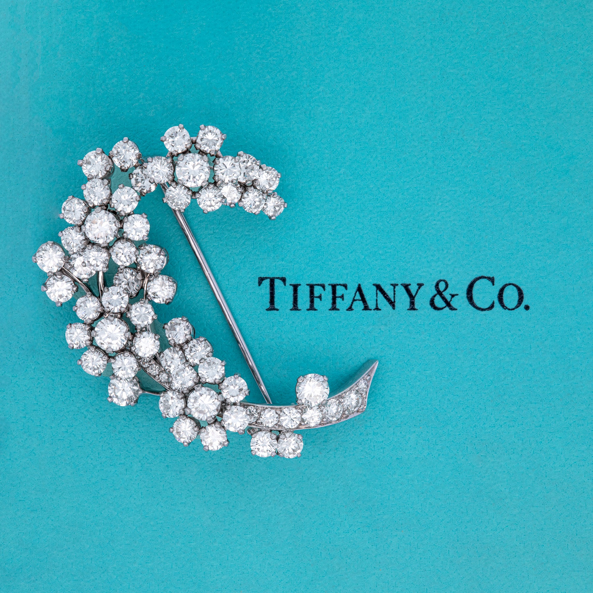 Platinum Tiffany & Co. Diamond Flower Brooch, Circa 1950s