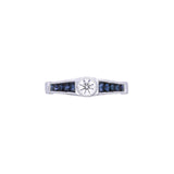 18K White Gold Sapphire And Diamond Engagement Ring