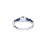 18K White Gold Sapphire And Diamond Engagement Ring