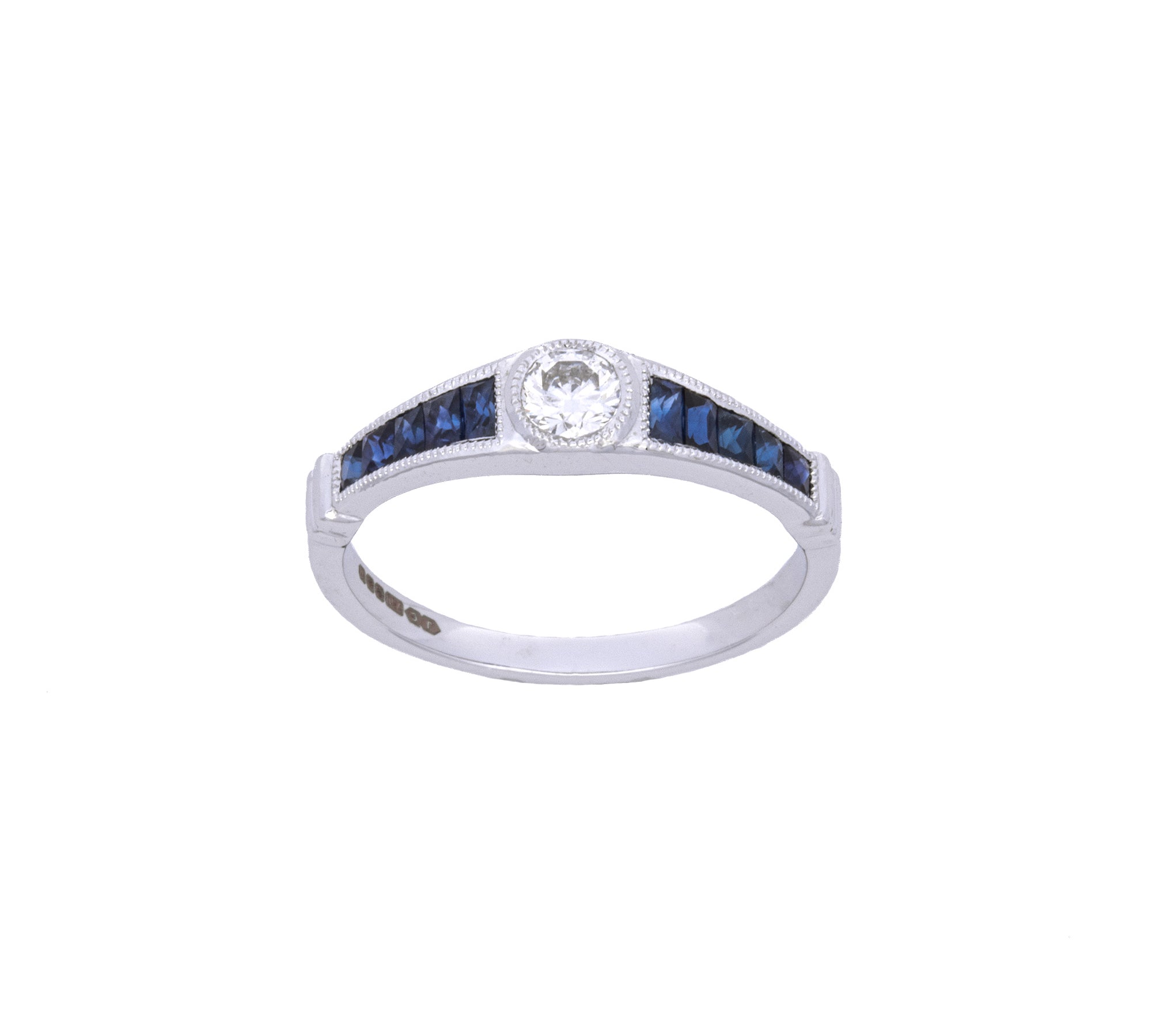 18K White Gold Sapphire And Diamond Engagement Ring