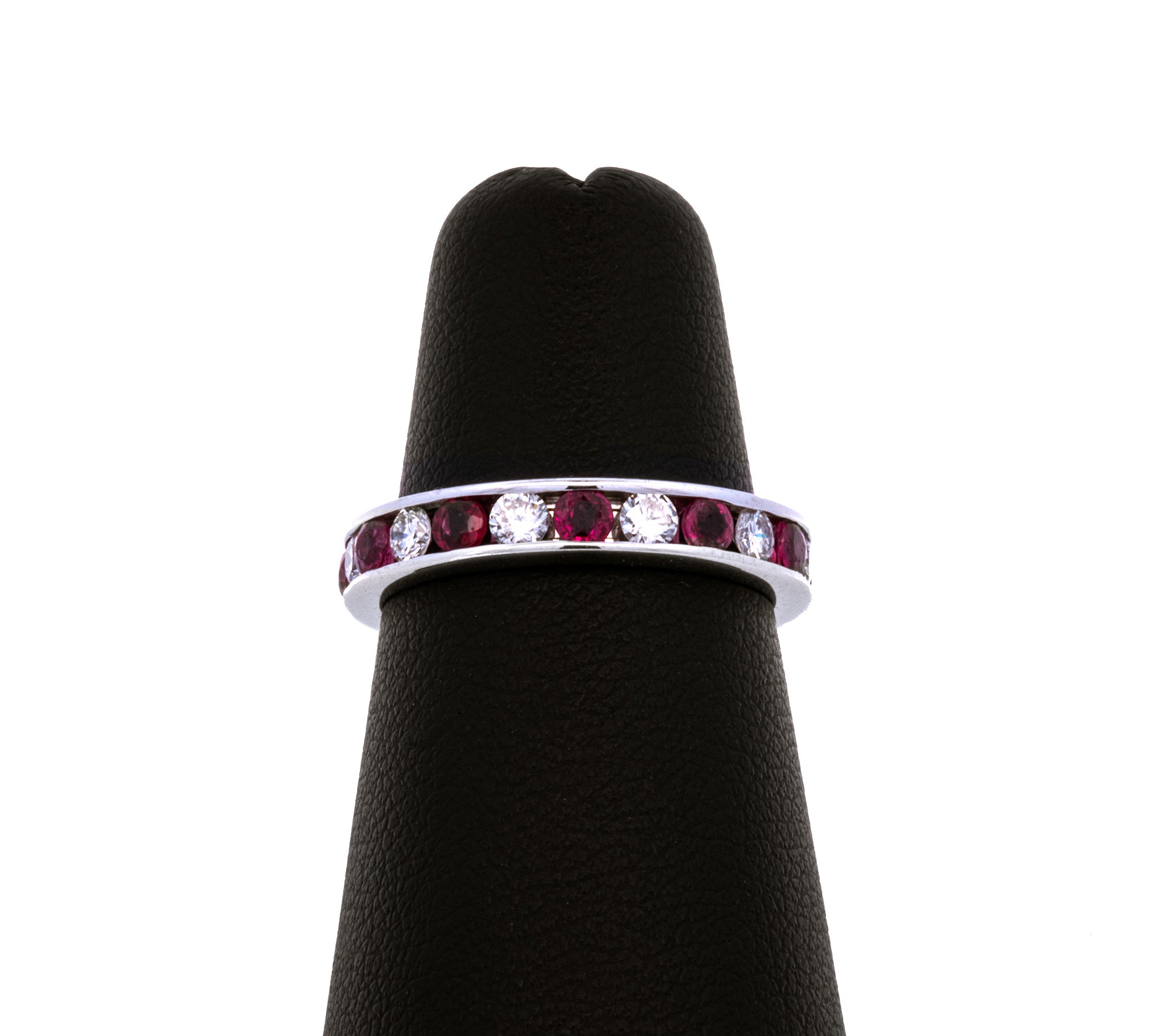 14K White Gold Ruby And Diamond Eternity Ring