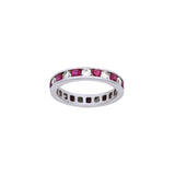 14K White Gold Ruby And Diamond Eternity Ring