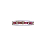 14K White Gold Oval Ruby And Diamond Ring