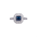 14K White Gold Sapphire and Diamond Ring