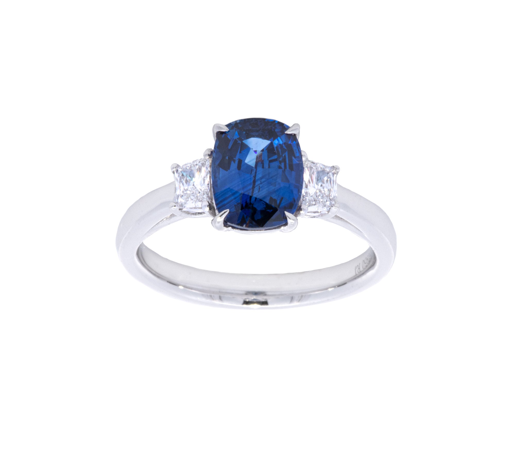 Platinum Sapphire And Diamond Ring