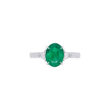 Platinum Emerald And Diamond Ring