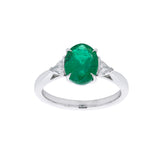 Platinum Emerald And Diamond Ring