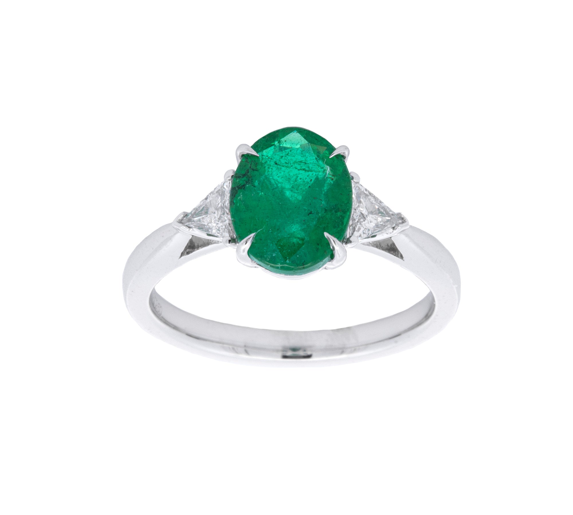 Platinum Emerald And Diamond Ring