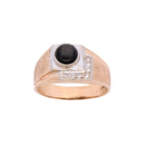 14K Yellow And White Gold Black Star Sapphire And Diamond Ring, Circa 1960's