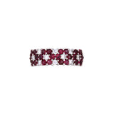 18K Yellow And White Gold Ruby And Diamond Floral Pattern Band