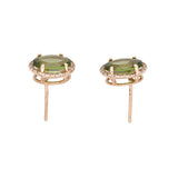 14K Yellow Gold Peridot And Diamond Halo Stud Earrings