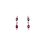 14K Yellow Gold Ruby and Diamond Huggie Earrings