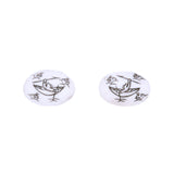 14K Yellow Gold White Stone With Paint Stud Earrings