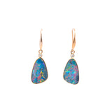 14K Yellow Gold Opal And Diamond Dangle Earrings