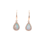 14K Yellow Gold Opal And Diamond Halo Dangle Earrings
