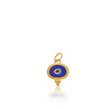 24K Yellow Gold Large Dark Blue Evil Eye Pendant