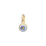 24K Yellow Gold Small Light Blue Evil Eye Pendant