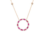 14K Yellow Gold Ruby and Diamond Circular Band Pendant