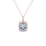 14K Rose Gold Aquamarine and Diamond Pendant