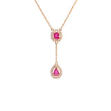 14K Yellow Gold Ruby and Diamond Drop Pendant