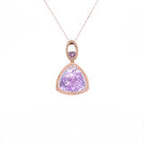 14K Yellow Gold Amethyst and Diamond Pendant with Chain
