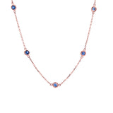 14K Rose Gold 2.65ctw Sapphire Station Necklace