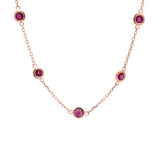 14K Rose Gold 3.02ctw Ruby Station Necklace, 18 Inches
