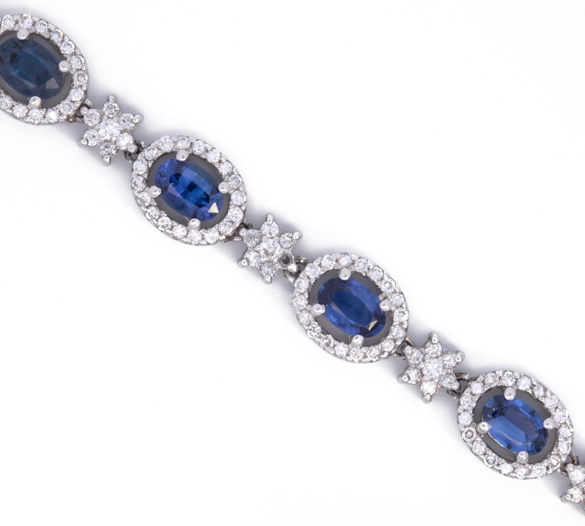14K White Gold Diamond and Sapphire Bracelet