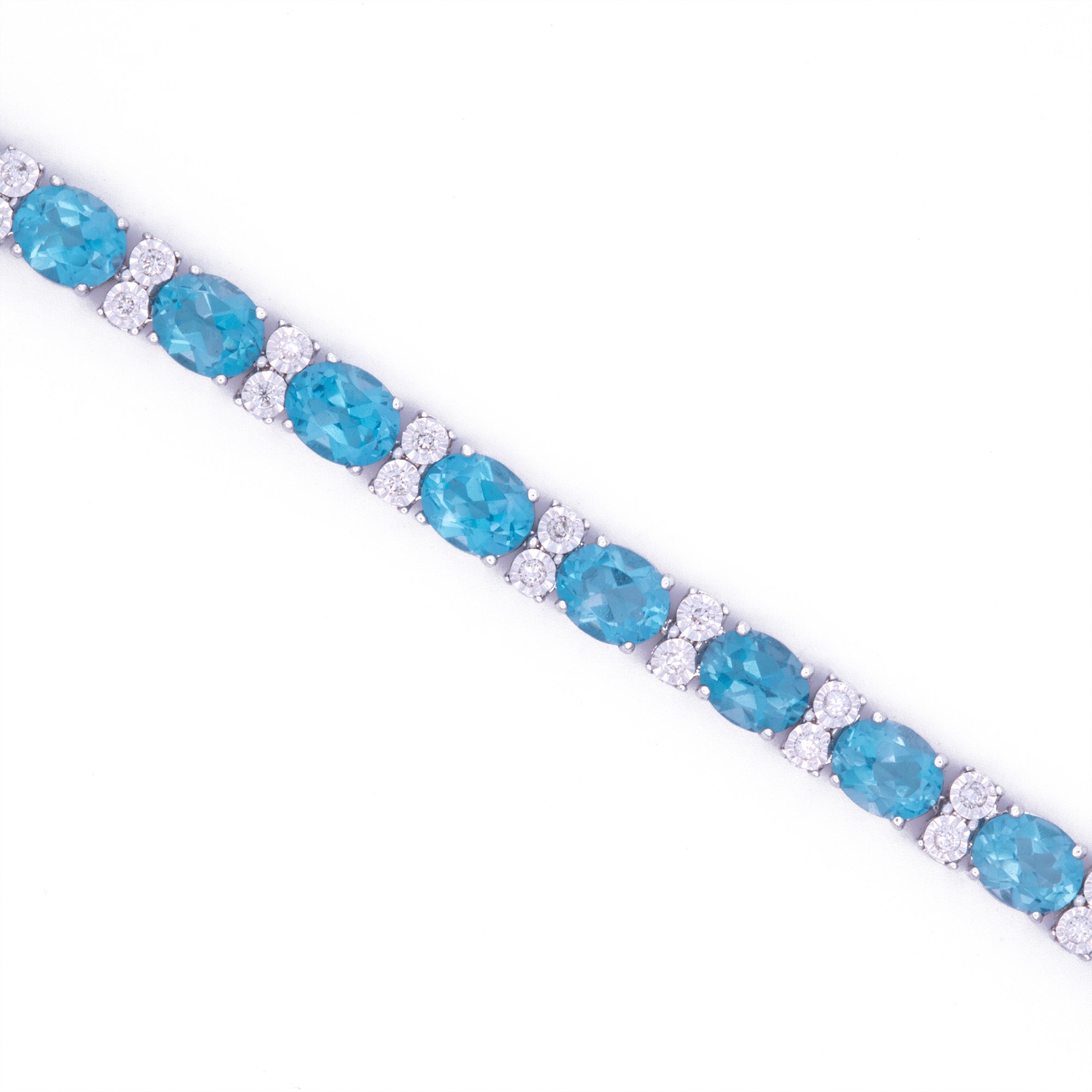 Amazon.com: 14k White Gold Natural Blue-Topaz And Diamond Tennis Bracelet  (6 Inch Length): Clothing, Shoes & Jewelry