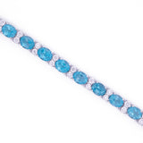 14K White Gold Blue Topaz and Diamond Bracelet