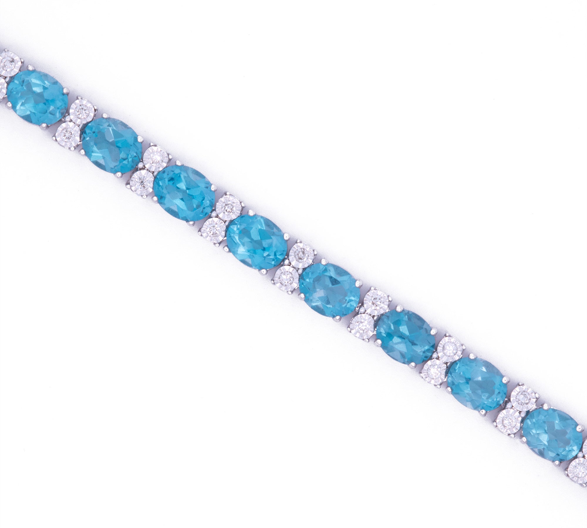 14K White Gold Blue Topaz and Diamond Bracelet